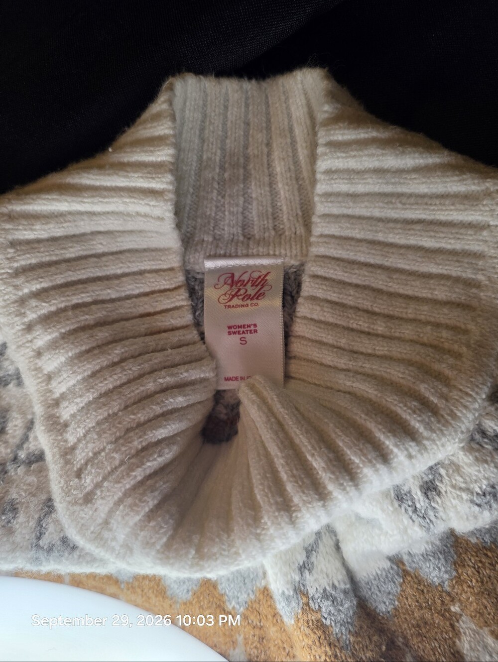 Cream & Multi-Color Women's Sweater - Small